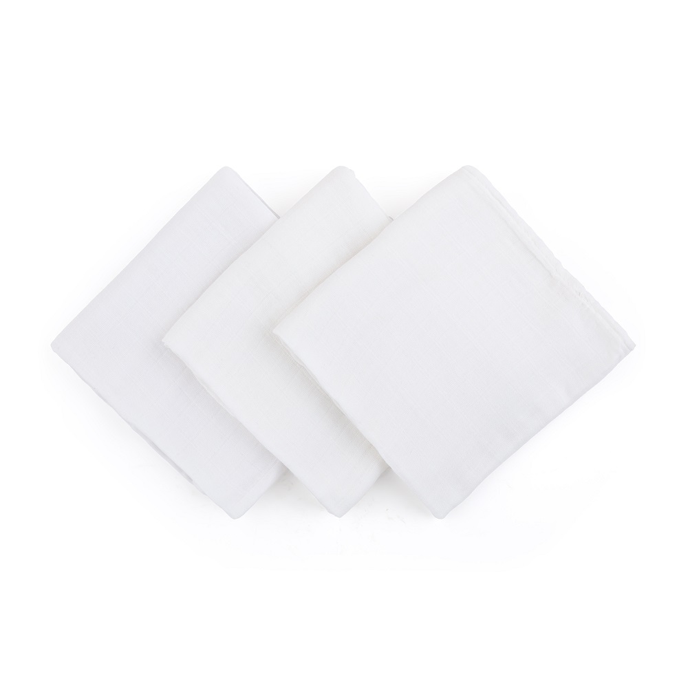 PETITE&amp;MARS Sada plienok bambusová mušelínová 3ks Moussy Total White, 68 x 68 cm