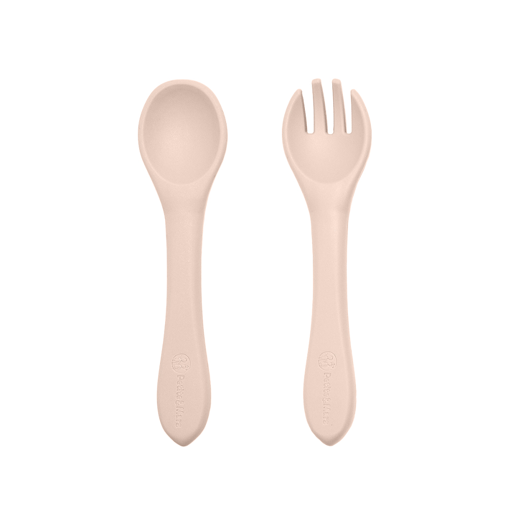 PETITE&amp;MARS Set jedálenský silikónový TAKE&amp;MATCH 4 ks Desert Sand - Dusty Rose 6m+