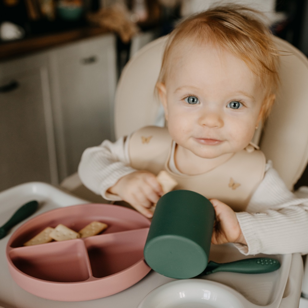 PETITE&amp;MARS Tanierik silikónový deliaci okrúhly Take&amp;Match Dusty Rose 6m+