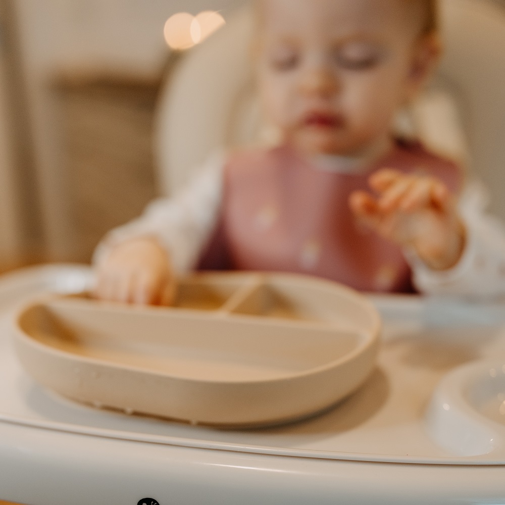 PETITE&amp;MARS Tanierik silikónový deliaci oválny Take&amp;Match Dusty Rose 6m+