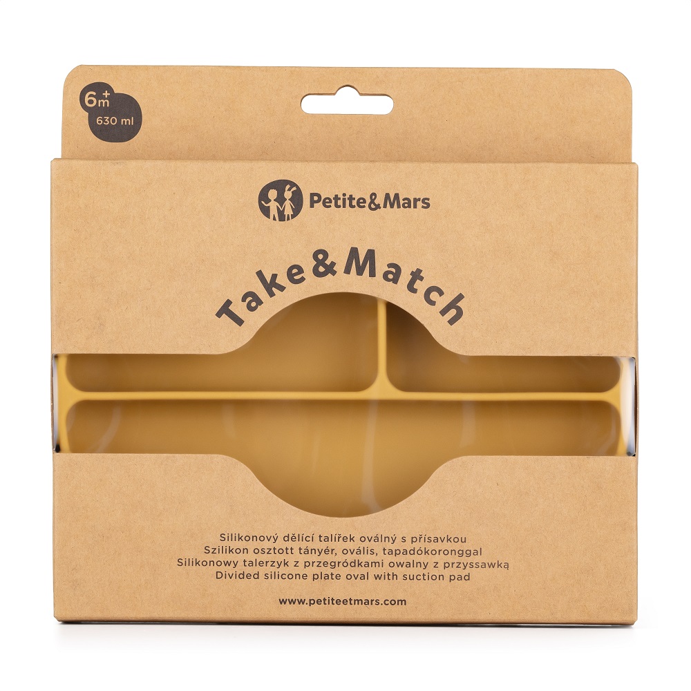 PETITE&amp;MARS Tanierik silikónový deliaci oválny Take&amp;Match Intense Ochre 6m+