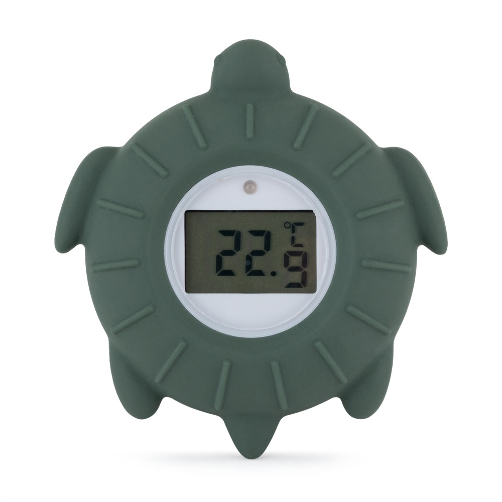 PETITE&amp;MARS Teplomer silikónový digitálny do vody Turtle Terry Misty Green 0m+
