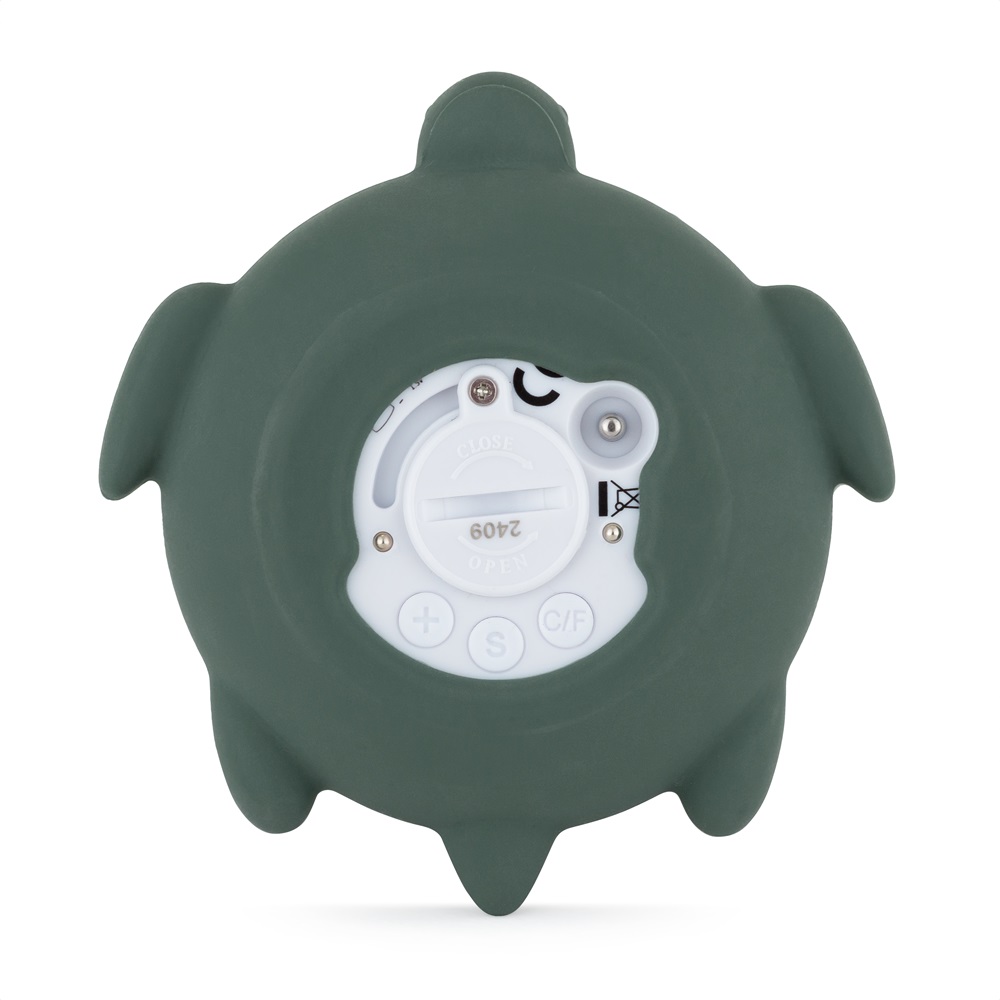 PETITE&amp;MARS Teplomer silikónový digitálny do vody Turtle Terry Misty Green 0m+