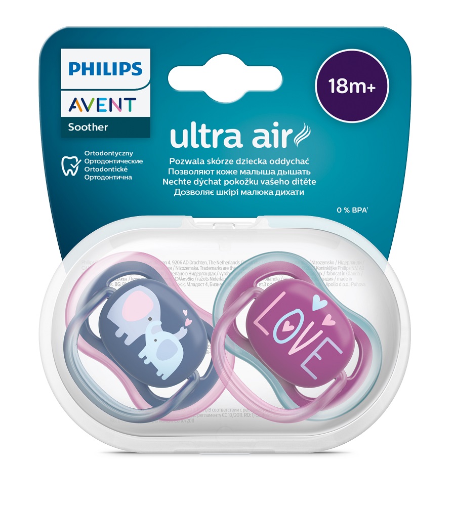 Philips AVENT Cumlík Ultra air 18m+ dievča (slon) 2ks