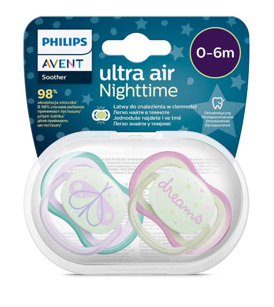 Philips AVENT Cumlík Ultra air nočný 0-6m dievča 2ks