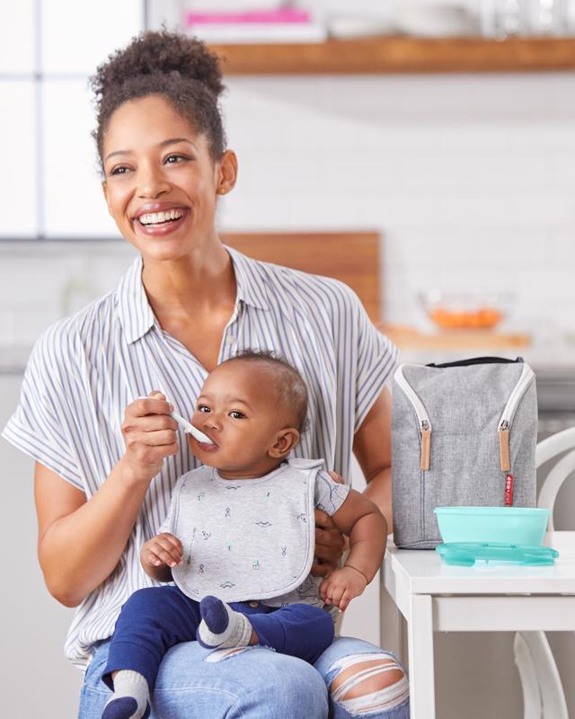 SKIP HOP Miska s lyžičkou v ochrannom puzdre Easy Serve Teal 240 ml, 3m+