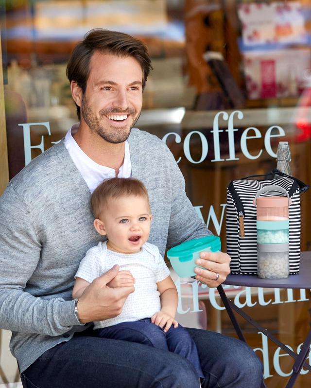 SKIP HOP Miska s lyžičkou v ochrannom puzdre Easy Serve Teal 240 ml, 3m+