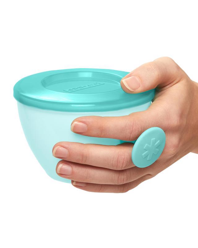 SKIP HOP Misky s vrchnákom a držiakom Easy Grab Grey,Teal 2 x 240 ml, 3m+