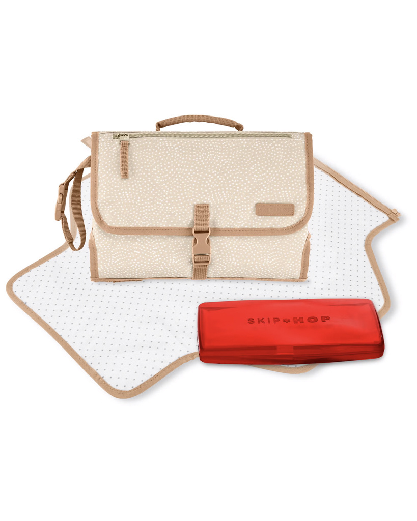 SKIP HOP Podložka prebaľovacia cestovná 2v1 Pronto Beige swirl dot