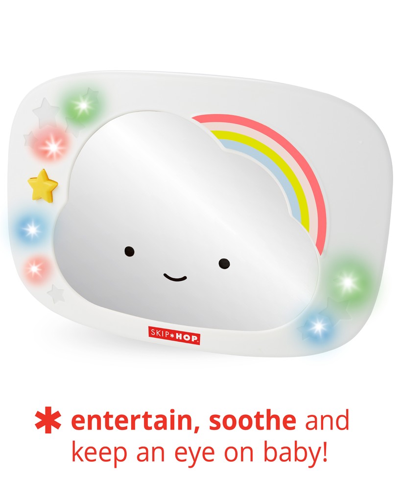 SKIP HOP Zrkadlo spätné do auta so svetlami a zvukmi Silver Lining Cloud