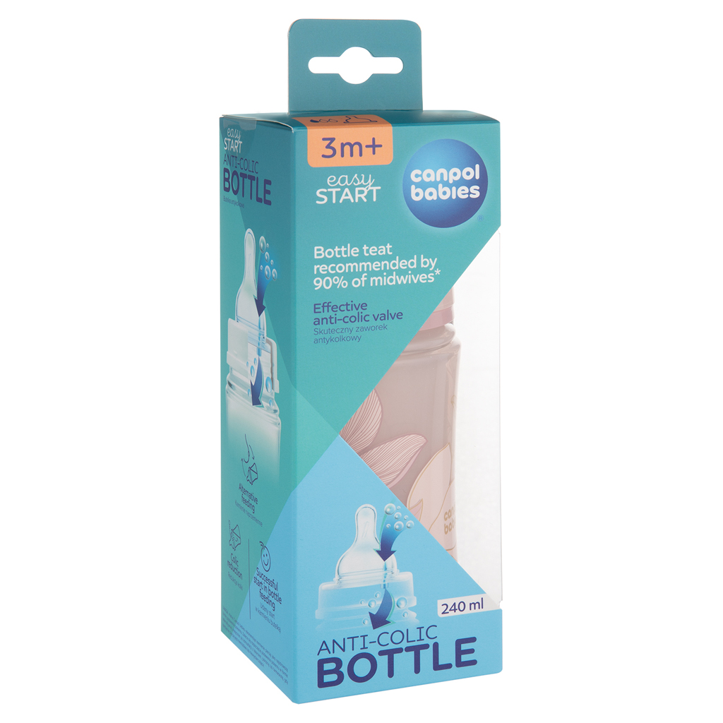 CANPOL BABIES Fľaša dojčenská antikoliková EasyStart Gold 240 ml - ružová