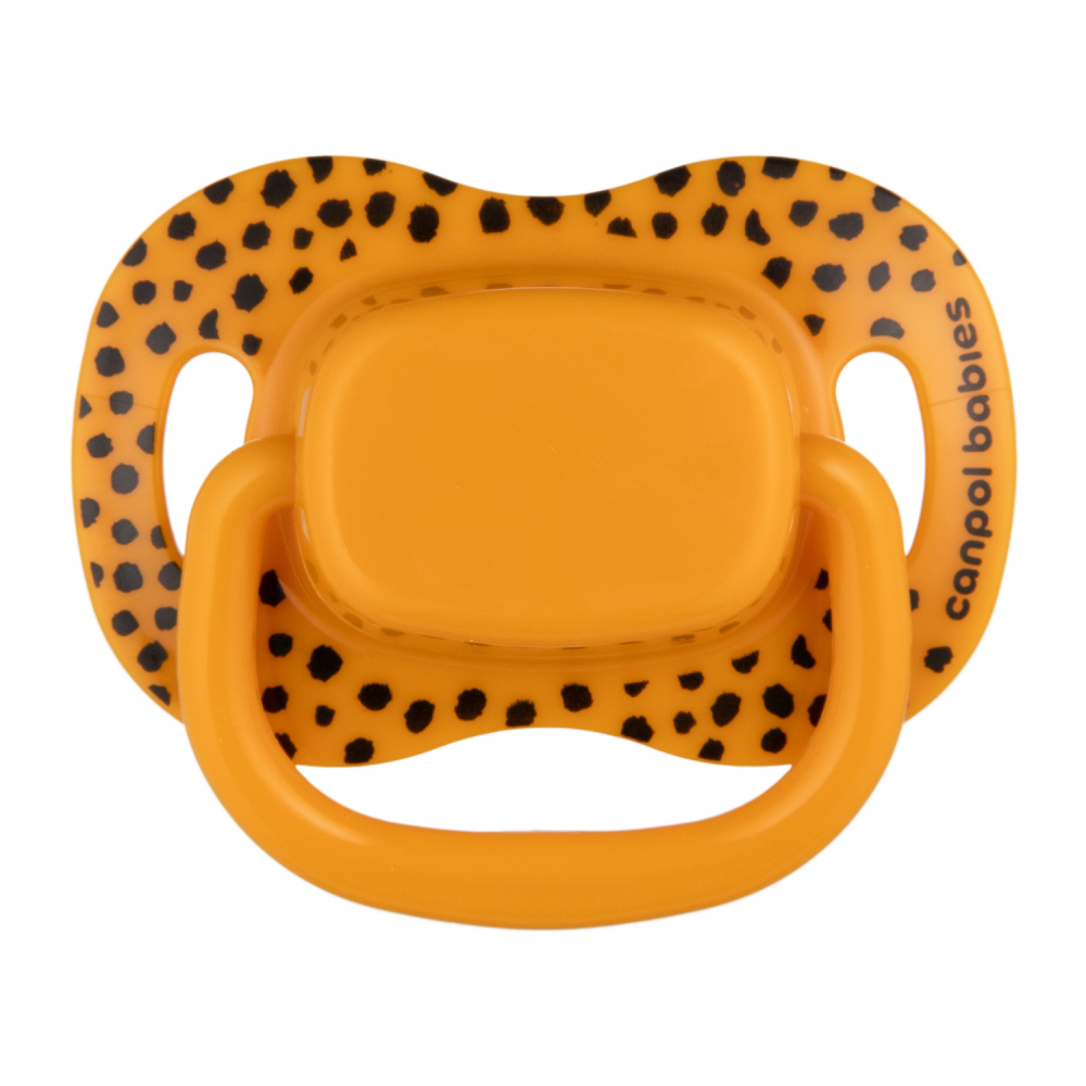 CANPOL BABIES Set symetrických silikónových cumlíkov BabiesBoo 18+ 2ks oranžový