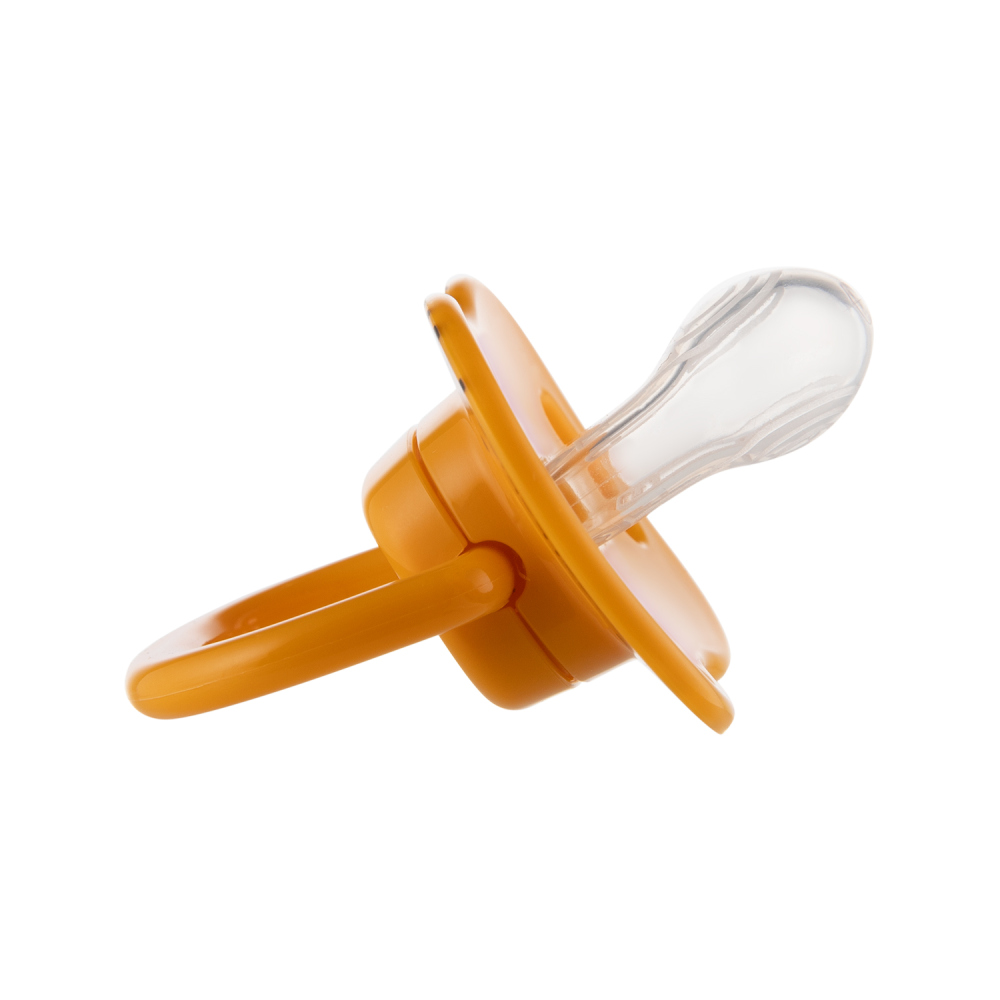 CANPOL BABIES Set symetrických silikónových cumlíkov BabiesBoo 18+ 2ks oranžový