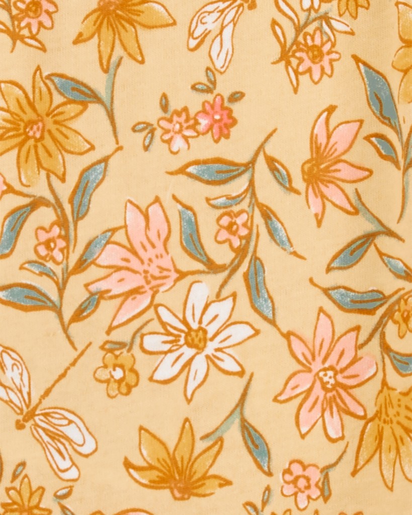 CARTER'S Overal bez nožičiek kr. rukáv Yellow Floral dievča NB