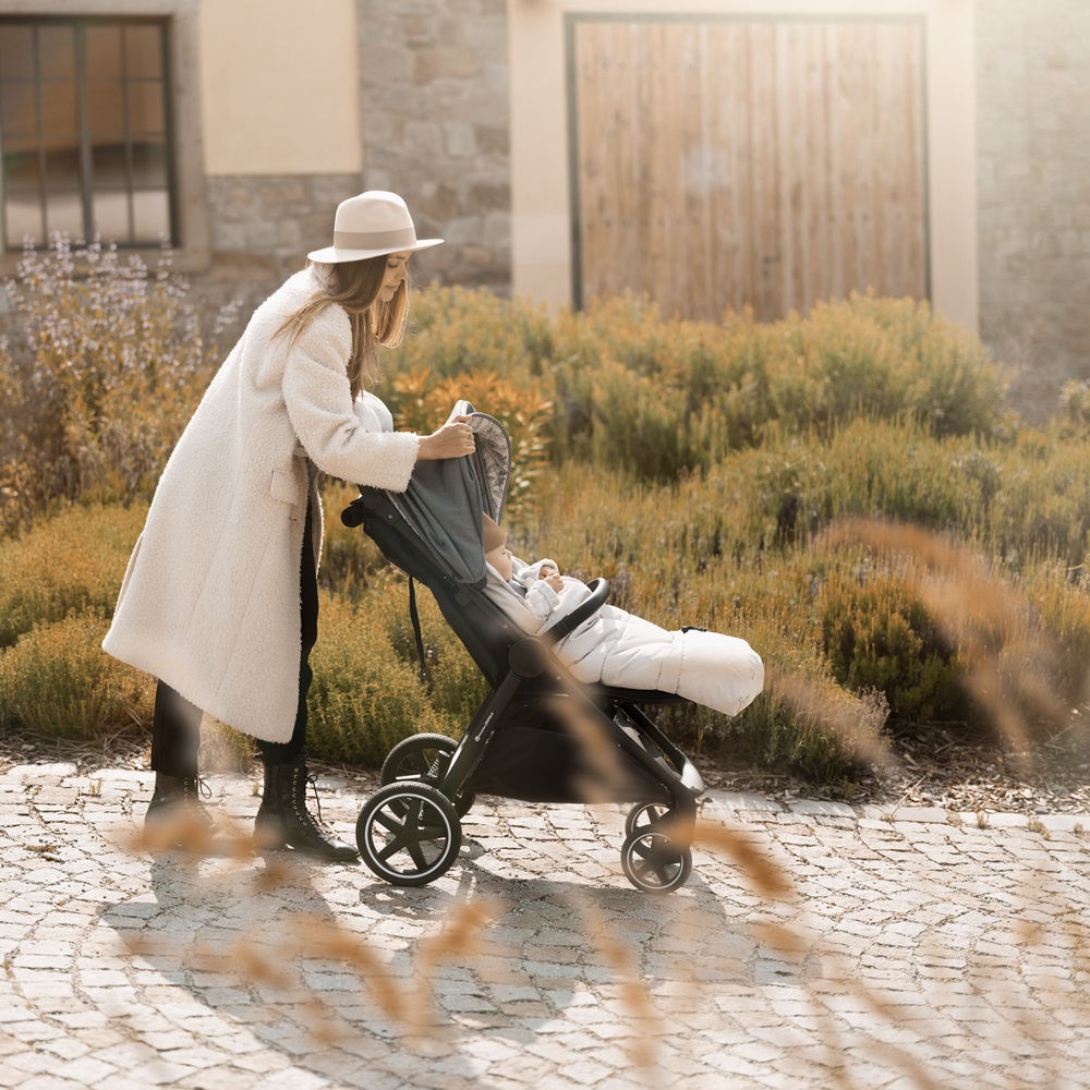 PETITE&amp;MARS Set zimný fusak Arctic 4v1 + rukavice na kočík Furry Sky Whisper