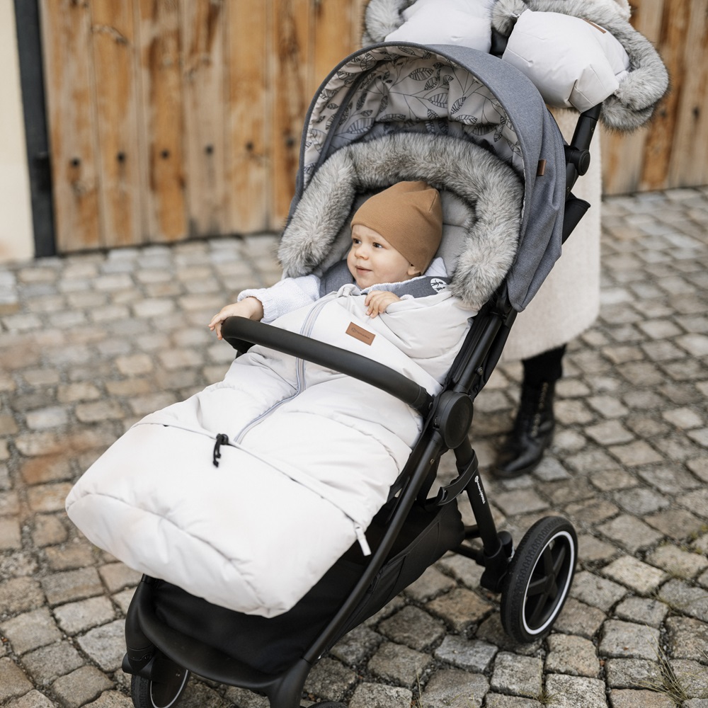 PETITE&amp;MARS Set zimný fusak Arctic 4v1 + rukavice na kočík Furry Sky Whisper