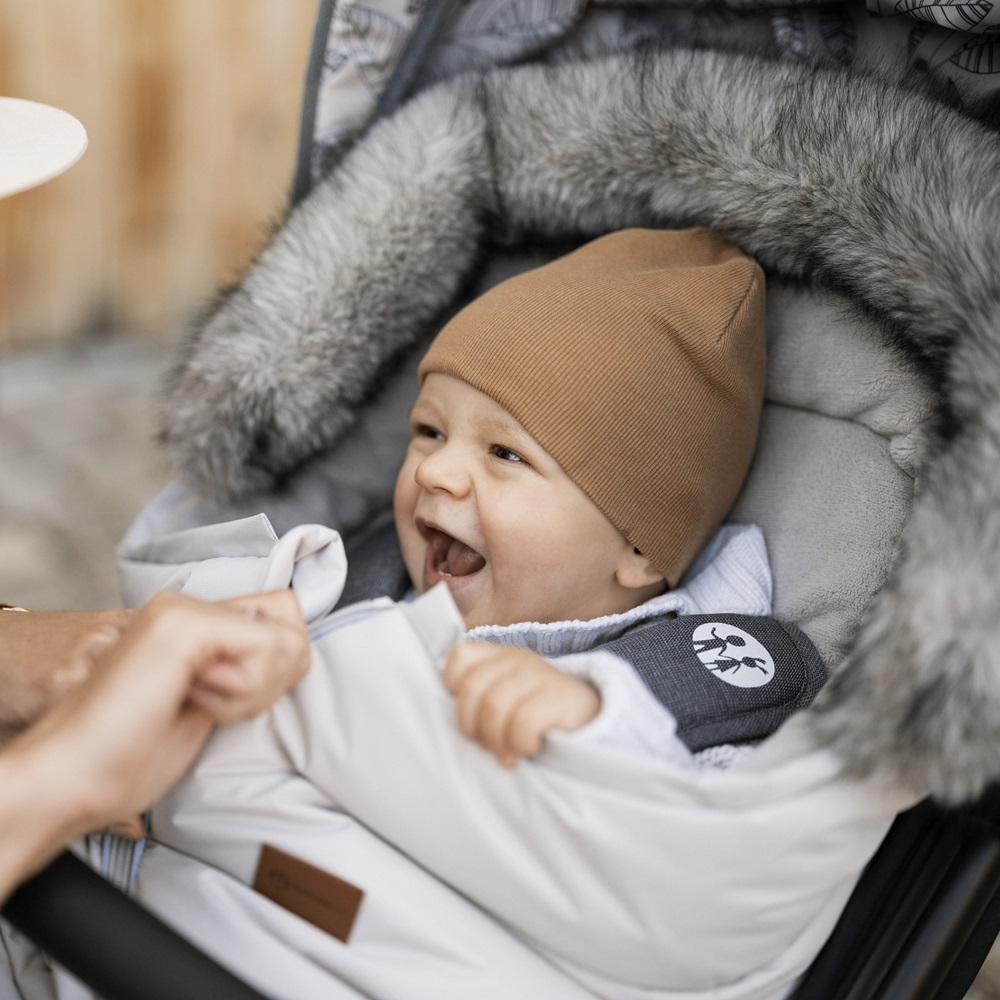 PETITE&amp;MARS Set zimný fusak Arctic 4v1 + rukavice na kočík Furry Sky Whisper