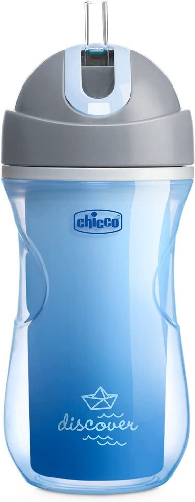 CHICCO Hrnček Sport termo so slamkou 266 ml modrý 14m+