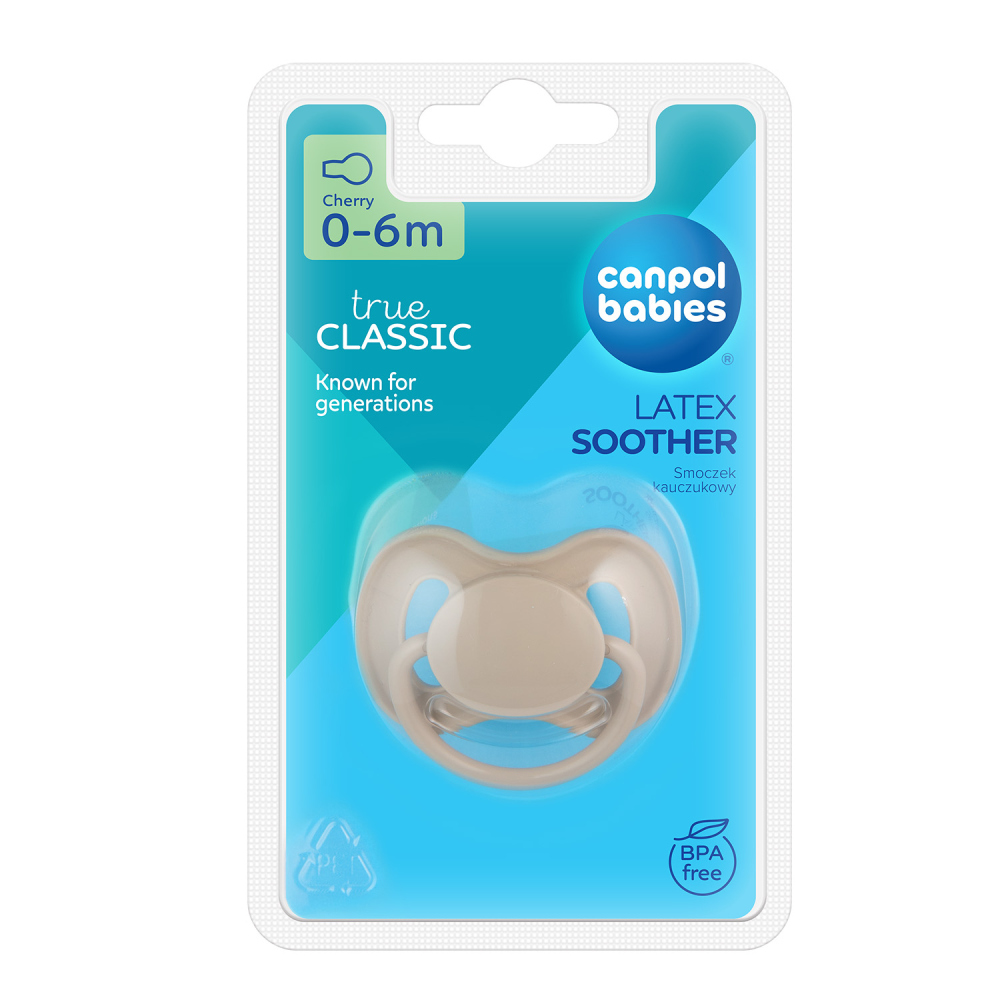 CANPOL BABIES Cumlík kaučukový s okrúhlou špičkou Nude 0-6m béžový