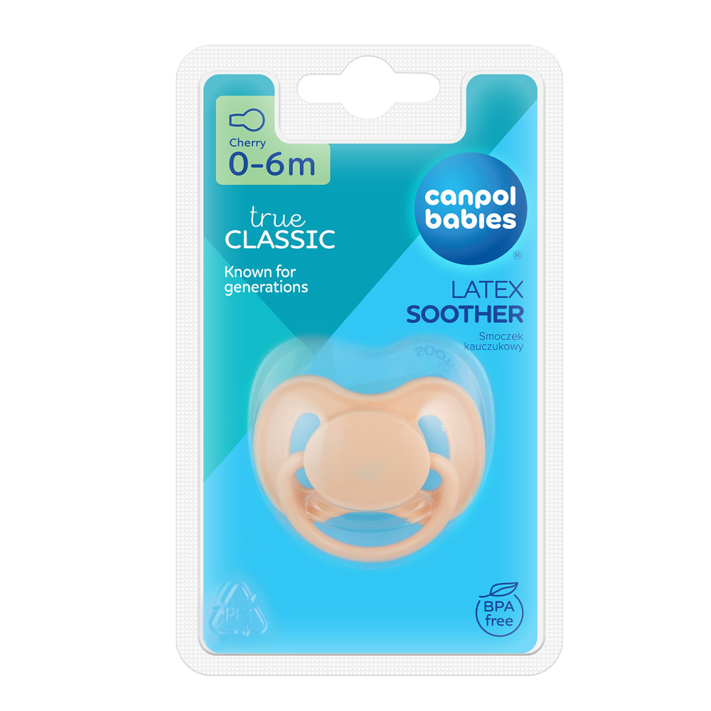 CANPOL BABIES Cumlík kaučukový s okrúhlou špičkou Nude 0-6m krémový