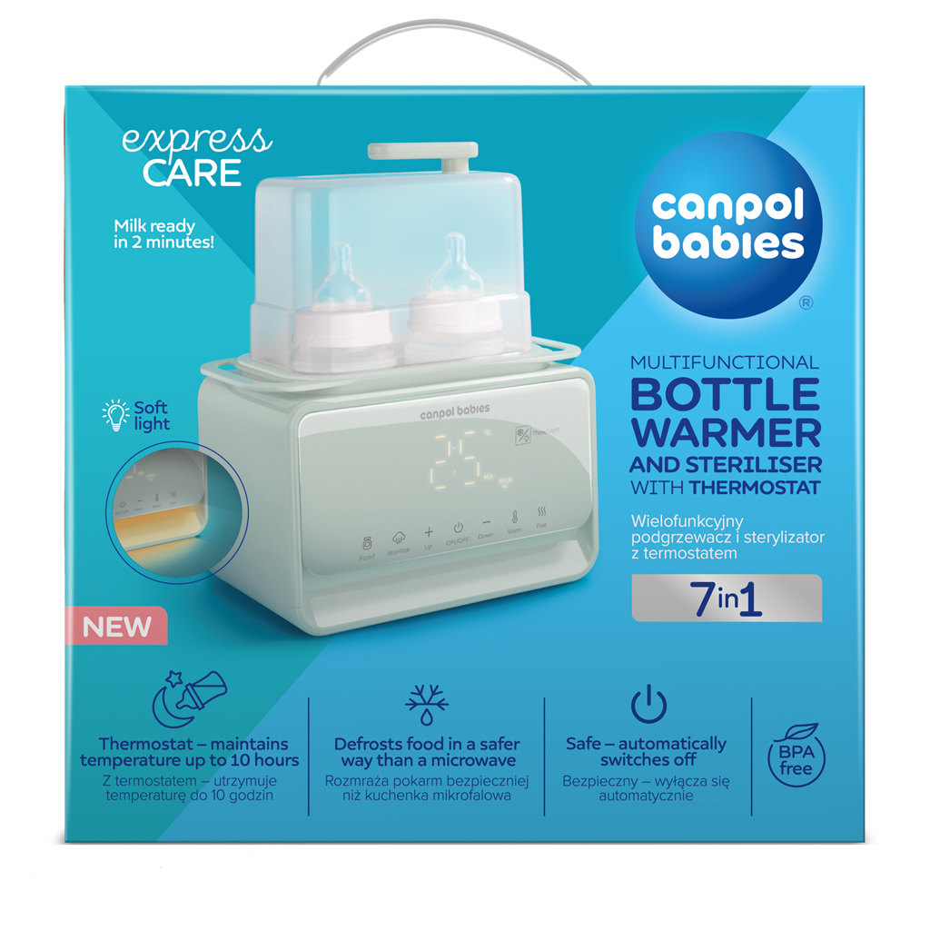 CANPOL BABIES Ohrievač a sterilizátor dojčenských fliaš elektrický double 7v1