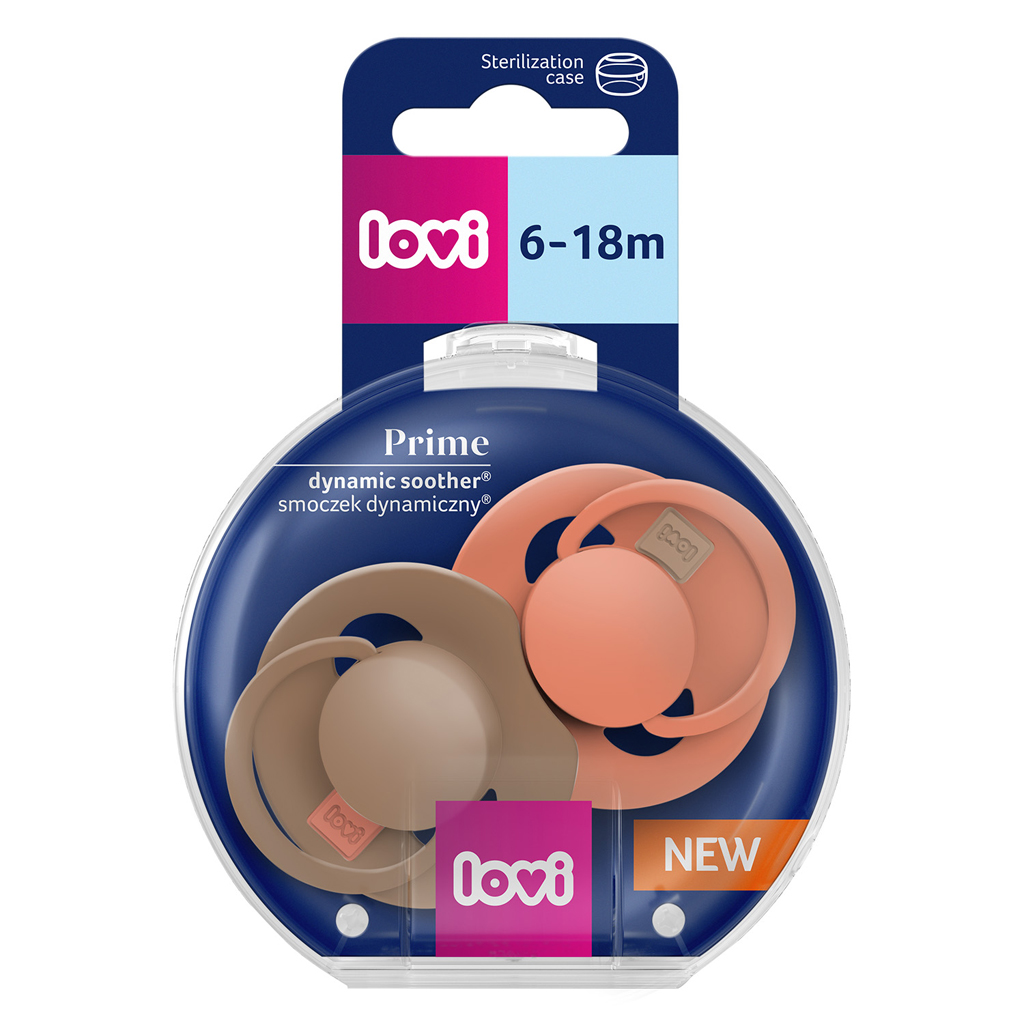 LOVI Cumlík silikónový dynamický Prime 6-18m 2ks Granola/Orange