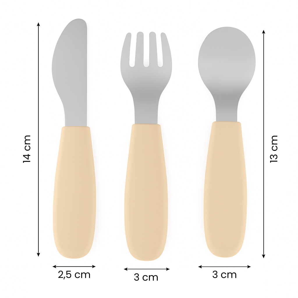 PETITE&amp;MARS Sada príborov s nerezovej ocele Take&amp;Match Velvet Latte 12m+