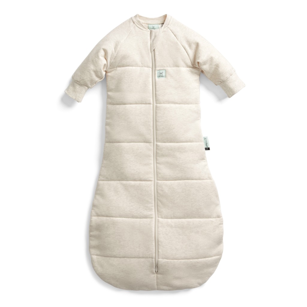 ERGOPOUCH Vak na spanie s rukávmi organická bavlna Jersey Oatmeal Marle 8-24 m, 8-14 kg, 3,5 tog