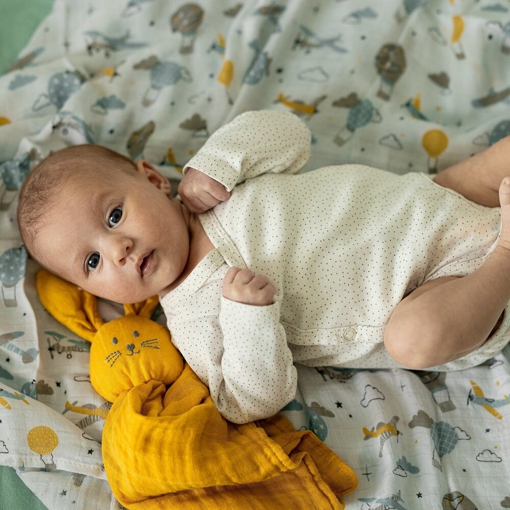 PETITE&amp;MARS Prikrývka bambusová mušelínová 2ks Misty Forest Fox 120 x 120 cm