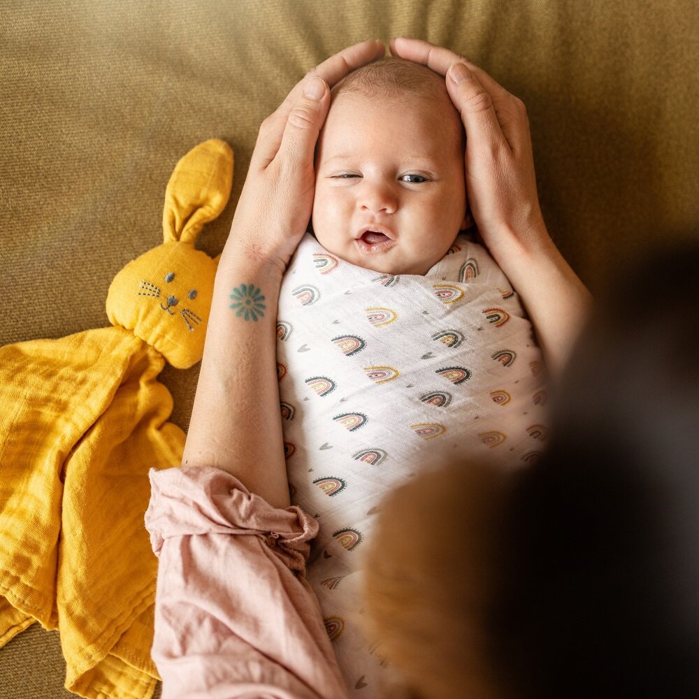 PETITE&amp;MARS Prikrývka bambusová mušelínová 2ks Misty Pink Meadow 120 x 120 cm