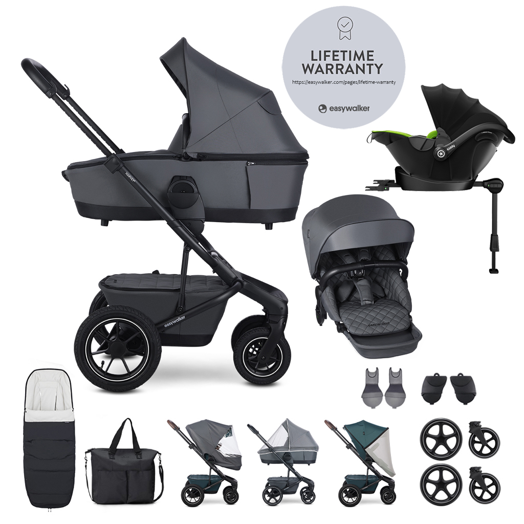 EASYWALKER Set XXL Harvey5 Air Premium Mineral Grey + KIDDY Evoluna i-size 2 + základňa