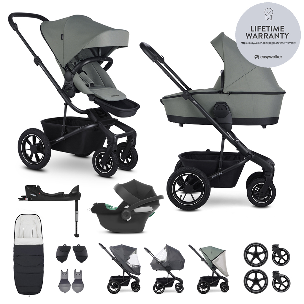 EASYWALKER SET Kočík 4v1 Harvey⁵ Agave Green XXL AIR + CYBEX Aton B2 i-Size + základňa