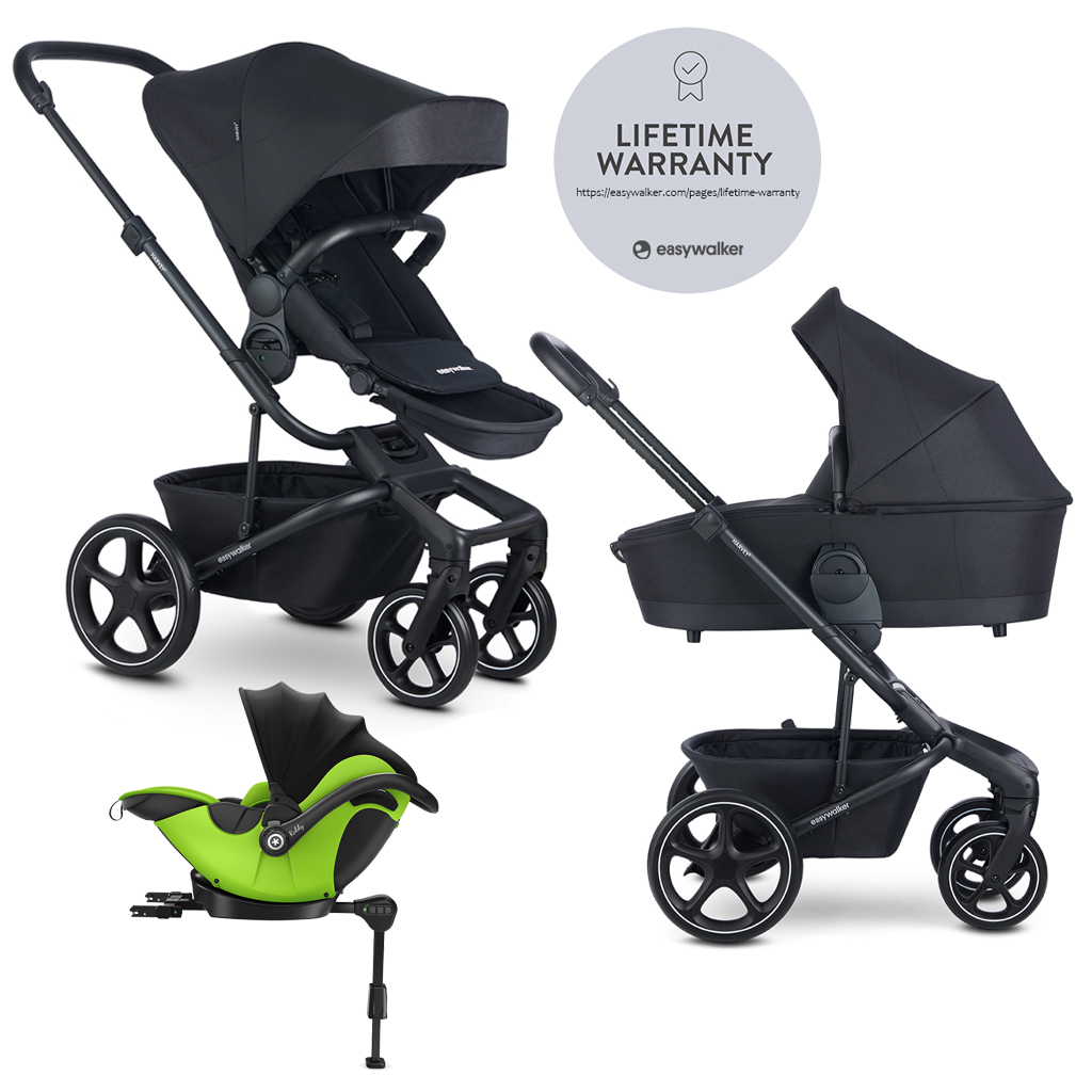 EASYWALKER Kočík kombinovaný Harvey⁵ 2v1 Midnight Black LITE RWS +KIDDY Evoluna i-size 2,základňa