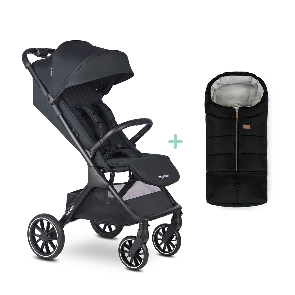EASYWALKER Kočík športový Jackey2 XL Midnight Black + PETITE&amp;MARS fusak Jibot ZADARMO