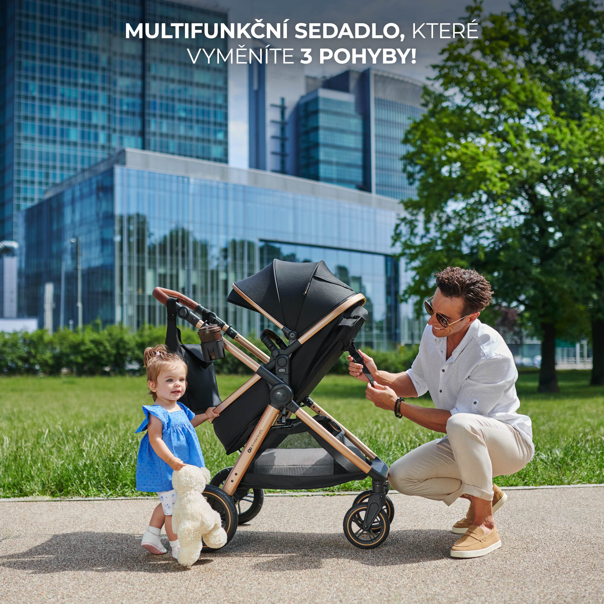 KINDERKRAFT Kočík kombinovaný 3v1 Esme Pro Moonlight Grey