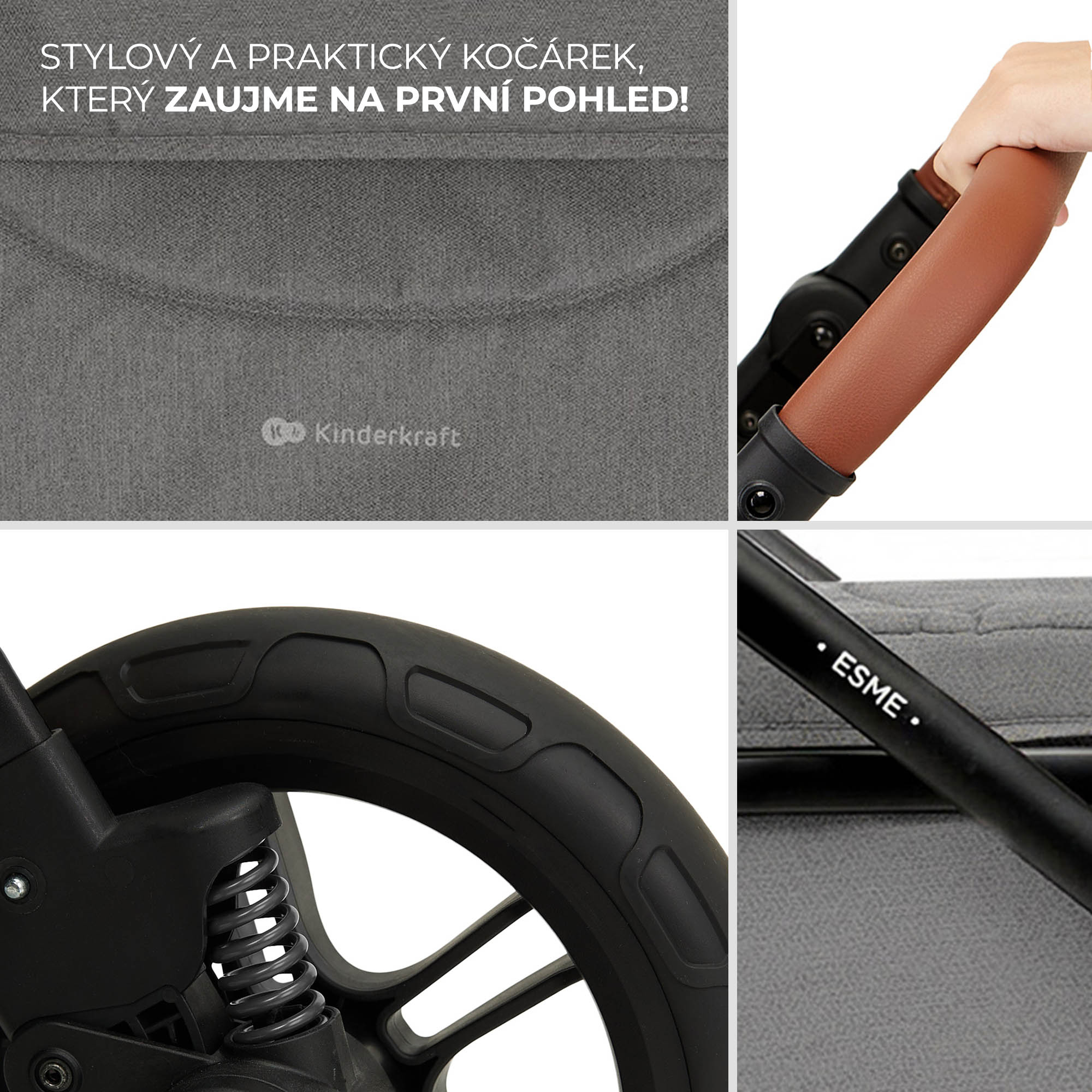 KINDERKRAFT Kočík kombinovaný 3v1 Esme Pro Moonlight Grey