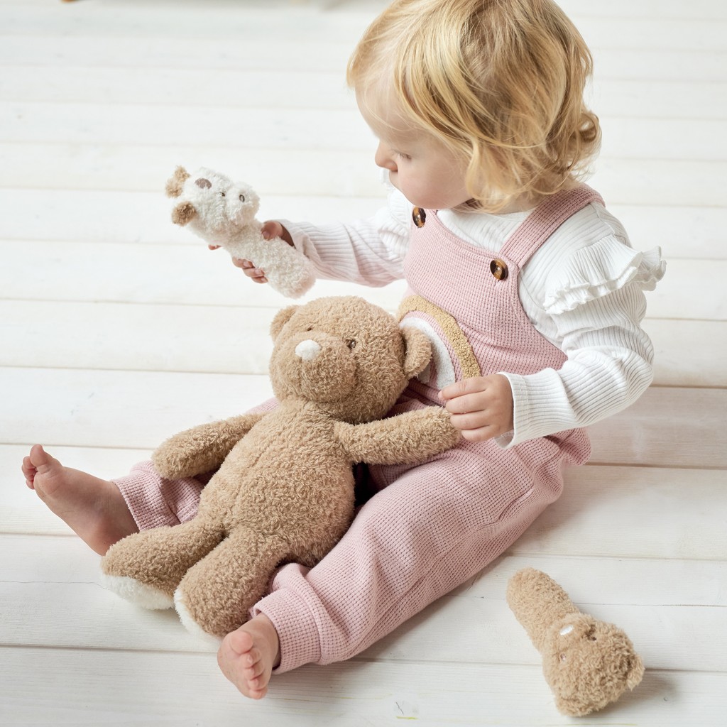 NATTOU Hračka plyšová hrkálka Teddy medvedík 14 cm, 0m+