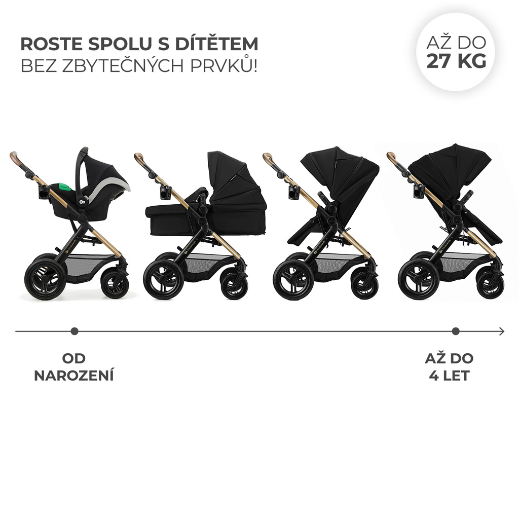 KINDERKRAFT Kočík kombinovaný 3v1 Moov 2 XL Air Black