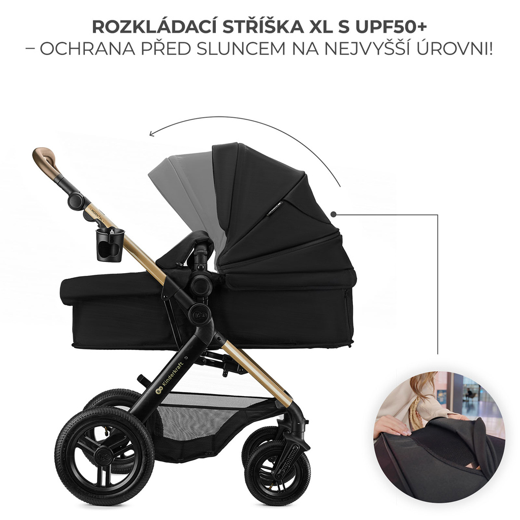 KINDERKRAFT Kočík kombinovaný 3v1 Moov 2 XL Air Black