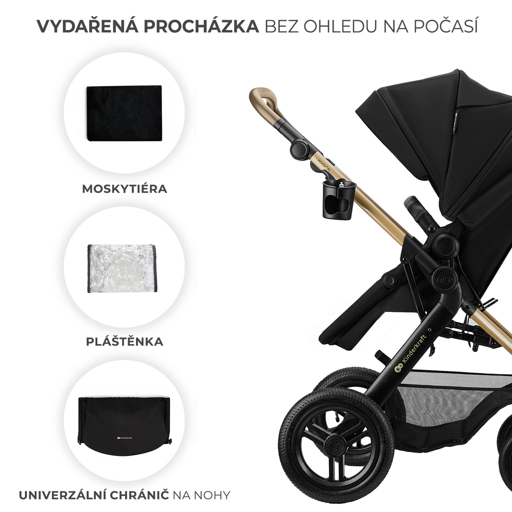 KINDERKRAFT Kočík kombinovaný 3v1 Moov 2 XL Air Black