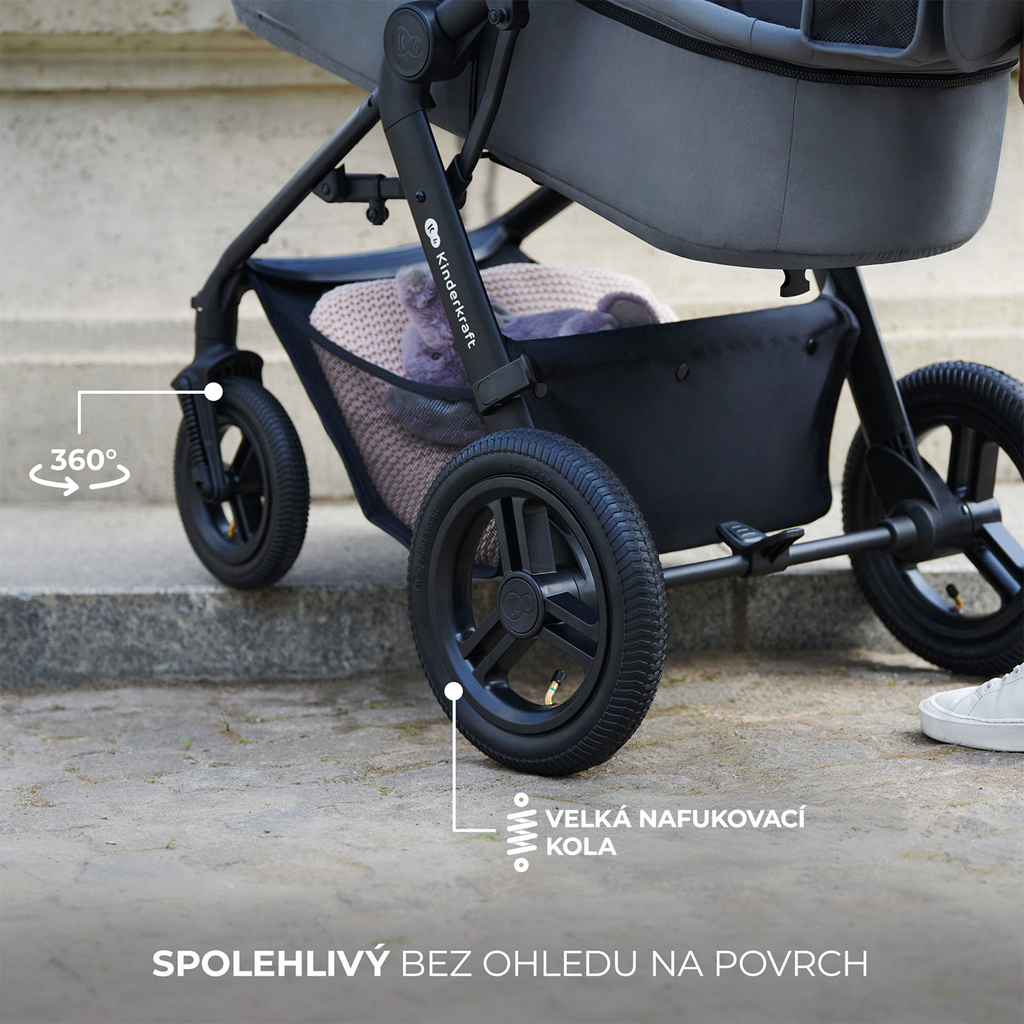 KINDERKRAFT Kočík kombinovaný 3v1 Moov 2 XL Air Grey