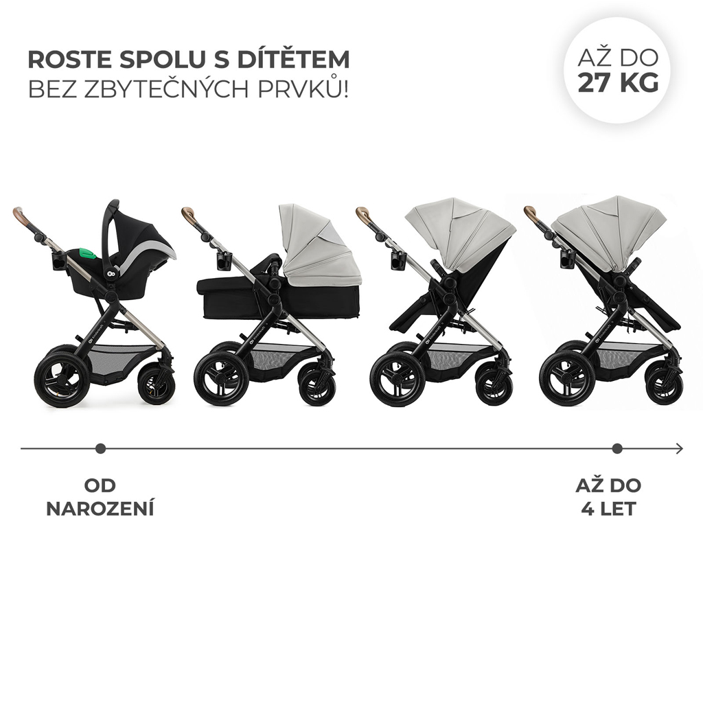 KINDERKRAFT Kočík kombinovaný 3v1 Moov 2 XL Air Grey