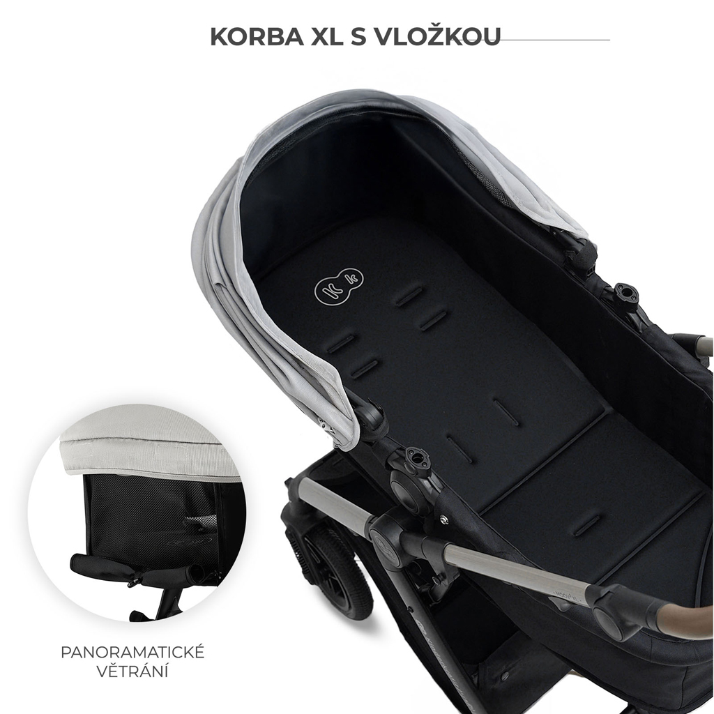 KINDERKRAFT Kočík kombinovaný 3v1 Moov 2 XL Air Grey