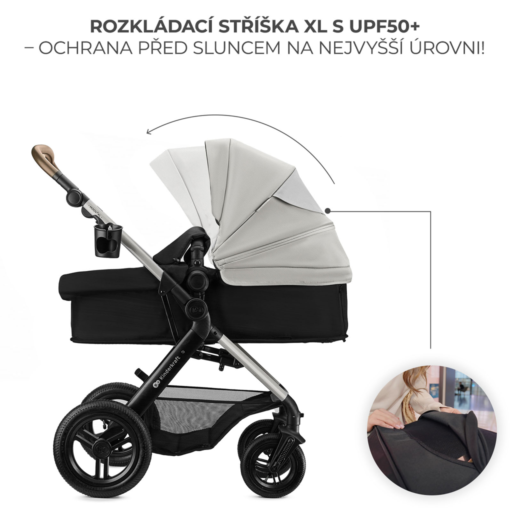 KINDERKRAFT Kočík kombinovaný 3v1 Moov 2 XL Air Grey
