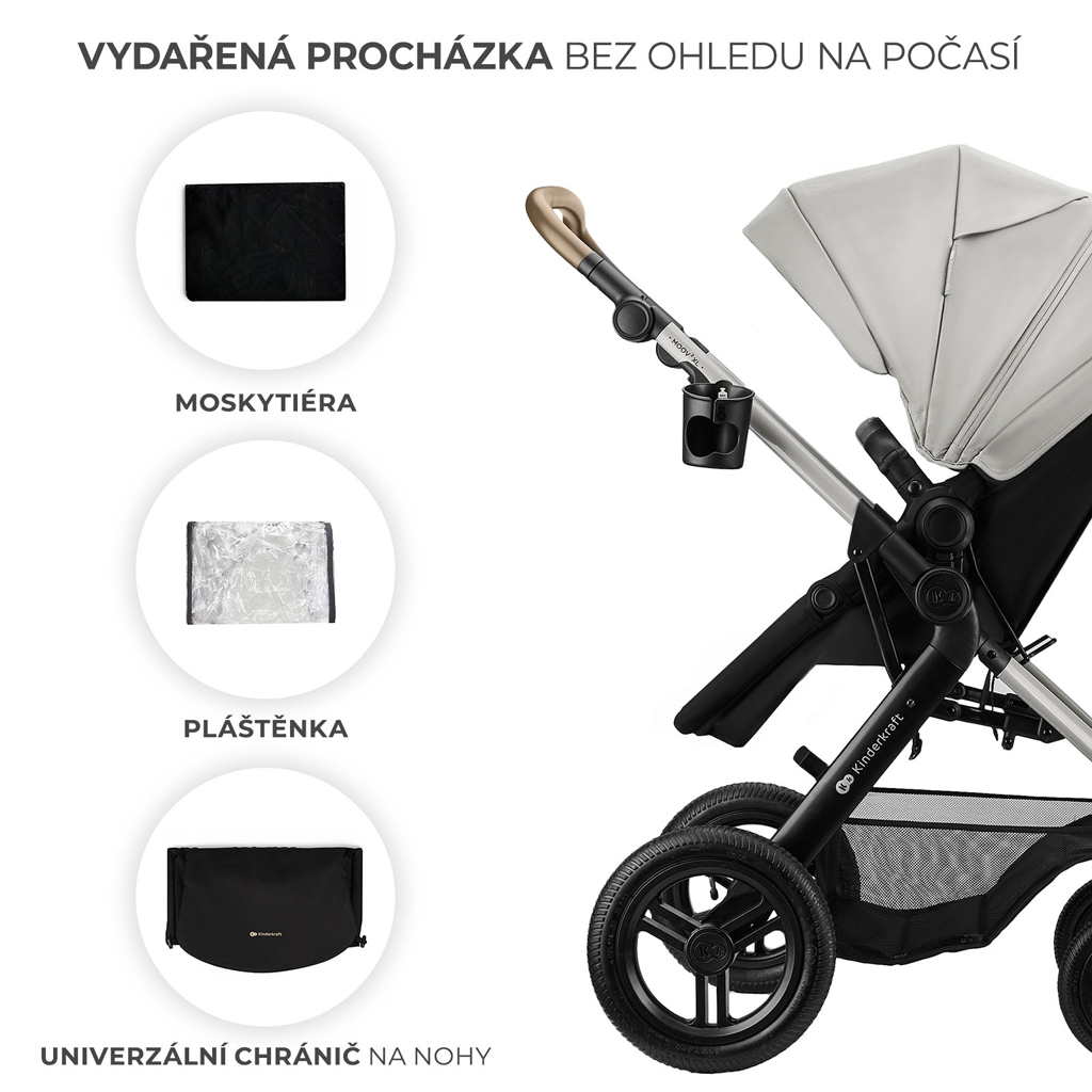 KINDERKRAFT Kočík kombinovaný 3v1 Moov 2 XL Air Grey
