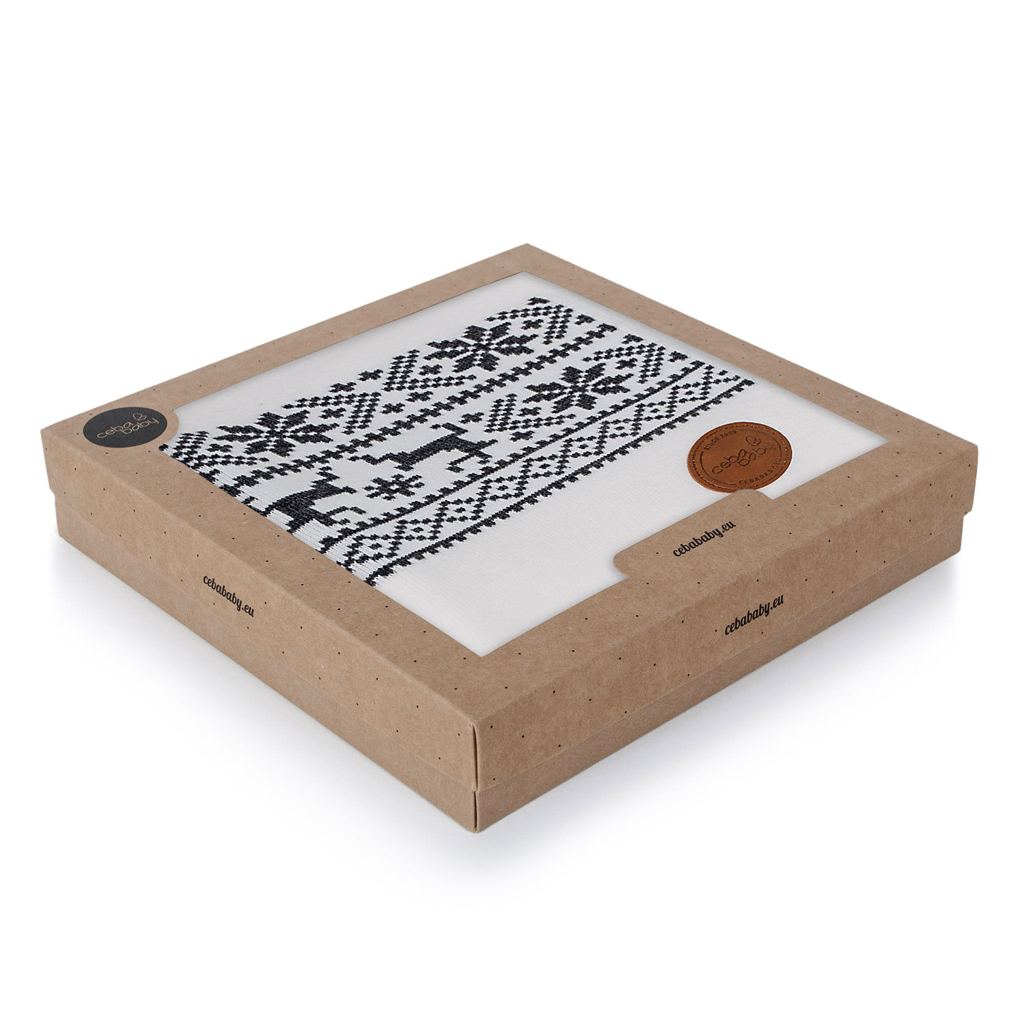 CEBA Deka pletená v darčekovom balení 90x90 soby biele