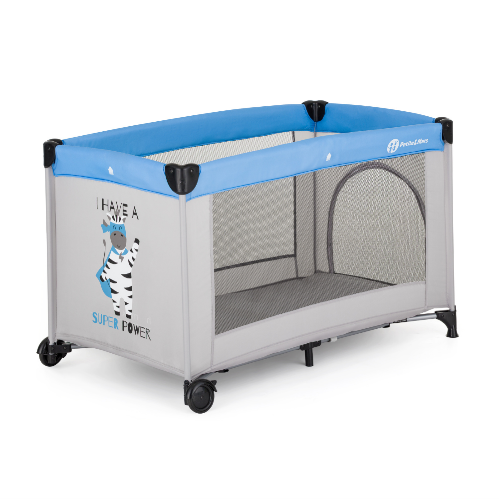 PETITE&amp;MARS Postieľka cestovná Koot - Zebra Super Power