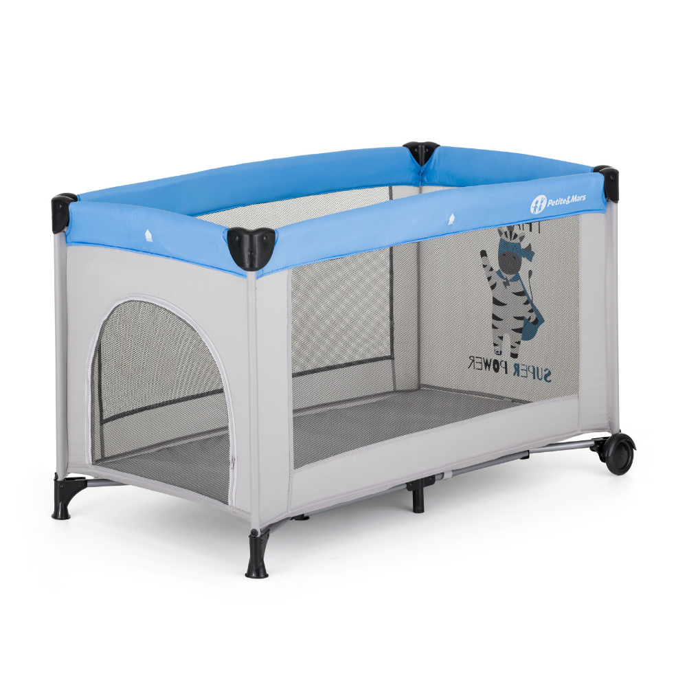 PETITE&amp;MARS Postieľka cestovná Koot - Zebra Super Power