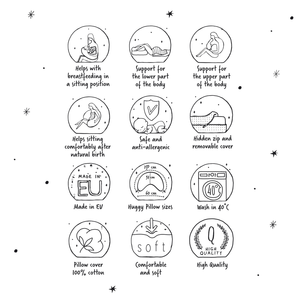 CEBA BABY Vankúš na dojčenie HUGGY (150x60x37) Basic Forget-me-not