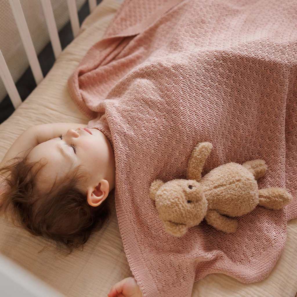 BABYONO Deka pletená bambusová Pink